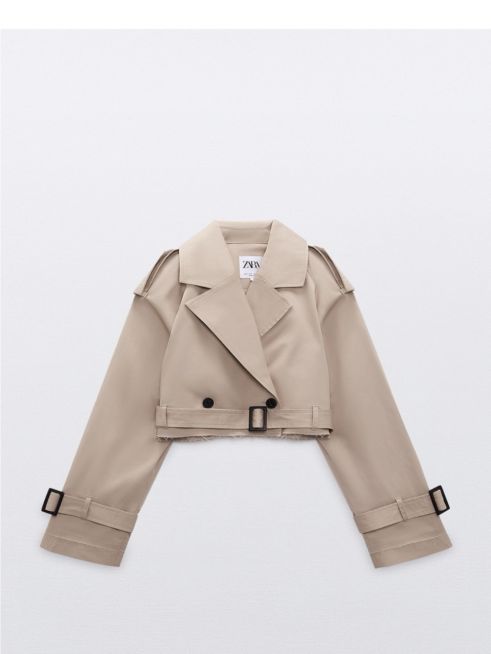 Zara Cropped Trench Coat in Beige
